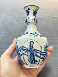 Five Chinese blue and white vases, jade 玉 marks, Kangxi and later