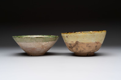 Four Amol pottery sgraffito bowls, Persia, 12th C.