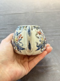 Three Chinese famille verte and Imari-style teapots, Kangxi