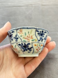Eleven Chinese famille rose cups and nine saucers, Yongzheng/Qianlong
