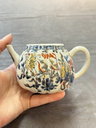 Three Chinese famille verte and Imari-style teapots, Kangxi