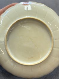 A Chinese famille verte bowl and saucer with floral design, Kangxi