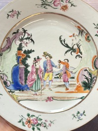 A Chinese famille rose 'European subject' plate, Qianlong, ca. 1760
