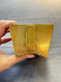 A Chinese bronze censer with double gourd design, Qianlong mark and of the period