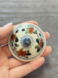 Three Chinese famille verte and Imari-style teapots, Kangxi