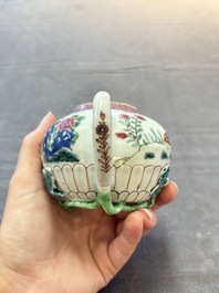 A group of five Chinese famille rose teapots and covers and three stands, Yongzheng/Qianlong