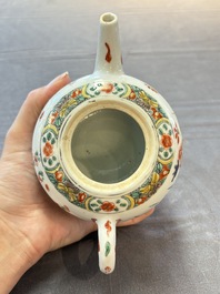 Three Chinese famille verte and Imari-style teapots, Kangxi