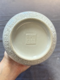 A Chinese white-glazed garlic-head vase and a robin&rsquo;s egg-glazed vase, Qianlong mark, 20th C.