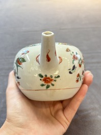 Three Chinese famille verte and Imari-style teapots, Kangxi
