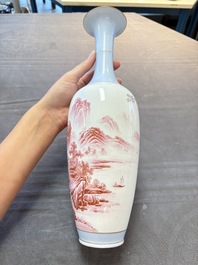 A Chinese polychrome 'landscape' eggshell vase, signed Liu Huan 劉煥, Jing De Zhen Zhi 景德鎮制 mark, dated 2006