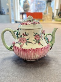 A group of five Chinese famille rose teapots and covers and three stands, Yongzheng/Qianlong