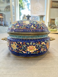A Chinese Canton enamel three-piece warming bowl or tureen, Qianlong