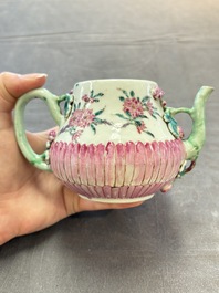A group of five Chinese famille rose teapots and covers and three stands, Yongzheng/Qianlong