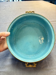 A Chinese Canton enamel three-piece warming bowl or tureen, Qianlong