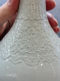 A Chinese white-glazed garlic-head vase and a robin&rsquo;s egg-glazed vase, Qianlong mark, 20th C.