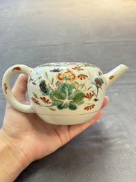 Three Chinese famille verte and Imari-style teapots, Kangxi