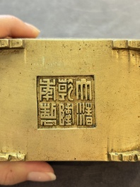 A Chinese bronze censer with double gourd design, Qianlong mark and of the period