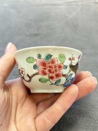 Eleven Chinese famille rose cups and nine saucers, Yongzheng/Qianlong