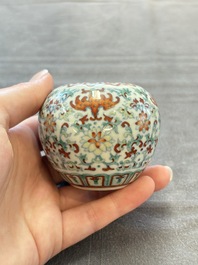 A Chinese doucai water pot and a 'Buddha's Hand' water dropper, Qianlong and Wo Ji 蝸寄 mark, 19/20th C.