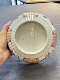 A Chinese famille verte bowl and saucer with floral design, Kangxi