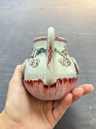 A group of five Chinese famille rose teapots and covers and three stands, Yongzheng/Qianlong