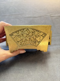 A Chinese bronze censer with double gourd design, Qianlong mark and of the period