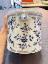 A Chinese blue and white gilt-decorated wine cooler, Qianlong