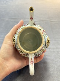 A group of five Chinese famille rose teapots and covers and three stands, Yongzheng/Qianlong