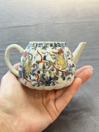 Three Chinese famille verte and Imari-style teapots, Kangxi