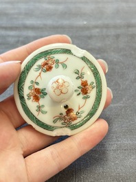 Three Chinese famille verte and Imari-style teapots, Kangxi