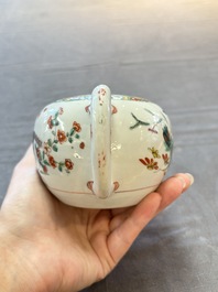 Three Chinese famille verte and Imari-style teapots, Kangxi