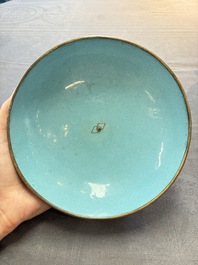 A Chinese Canton enamel three-piece warming bowl or tureen, Qianlong