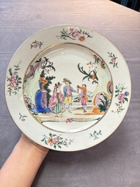 A Chinese famille rose 'European subject' plate, Qianlong, ca. 1760