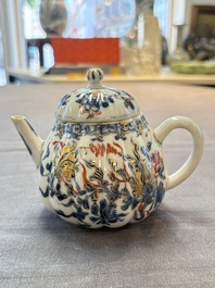 Three Chinese famille verte and Imari-style teapots, Kangxi