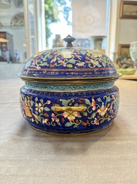 A Chinese Canton enamel three-piece warming bowl or tureen, Qianlong