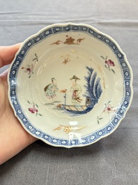 Eleven Chinese famille rose cups and nine saucers, Yongzheng/Qianlong