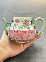 A group of five Chinese famille rose teapots and covers and three stands, Yongzheng/Qianlong