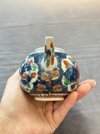 Three Chinese famille verte and Imari-style teapots, Kangxi