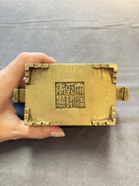 A Chinese bronze censer with double gourd design, Qianlong mark and of the period