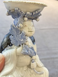 A Japanese Hirado blue and white candle holder, Meiji, 19th C.