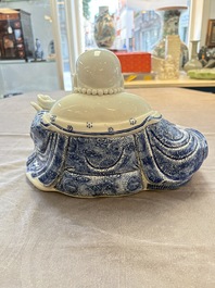 A Chinese blue and white Milefo Buddha, Zeng Long Sheng 曾龍昇 mark, 20th C.