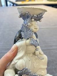 A Japanese Hirado blue and white candle holder, Meiji, 19th C.