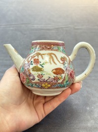 A group of five Chinese famille rose teapots and covers and three stands, Yongzheng/Qianlong