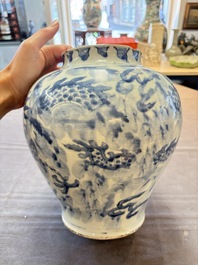 A Chinese blue and white 'dragon' vase, Transitional period