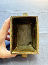 A Chinese bronze censer with double gourd design, Qianlong mark and of the period