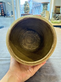An Annamese or Vietnamese brown-glazed cream-ground 'grass sprigs' jar, 12/13th C.