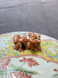 A Chinese famille rose yellow-ground 'kamcheng' bowl and cover for the Straits or Peranakan market, Guangxu mark and of the period