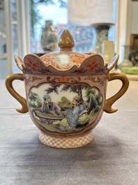 A Chinese famille rose two-handled bowl and cover, Qianlong mark, Republic
