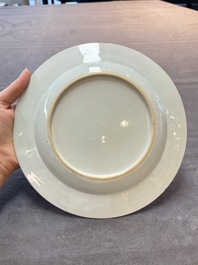 A set of six Chinese Meissen-style export plates with a harbour scene, Qianlong