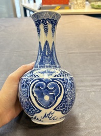A Chinese blue and white vase with floral design, 19th C.